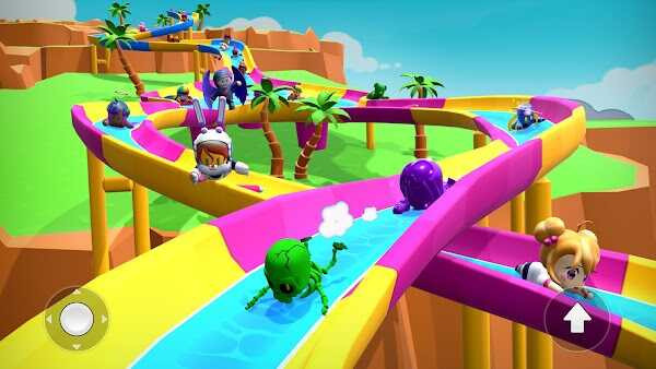 A chaotic and vibrant screenshot from Stumble Guys APK