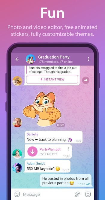 Android phone displaying Telegram app interface