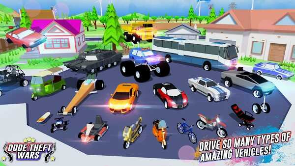 Car and weapon options in Dude Theft Wars