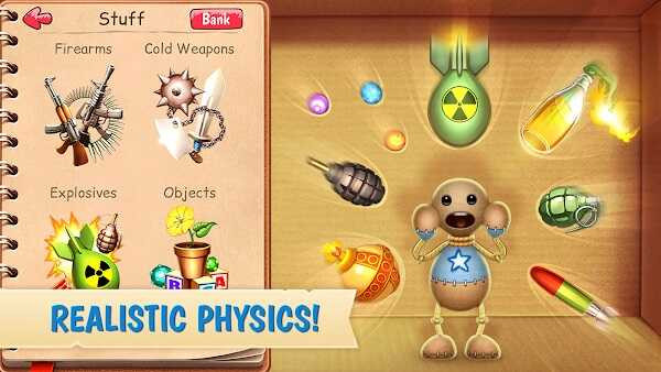 Different Weapons Available in Kick the Buddy