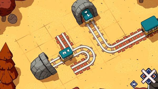 Gameplay screenshot highlighting rail junction placement and puzzle-solving