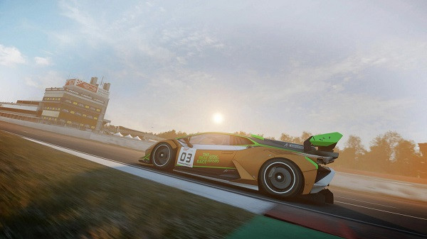 High-definition graphics of a race car in motion