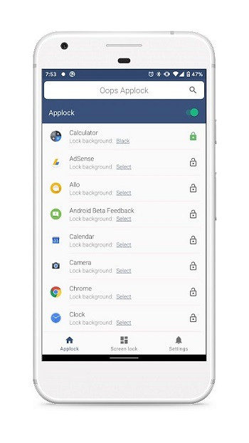 Illustration showing Oops Applock interface