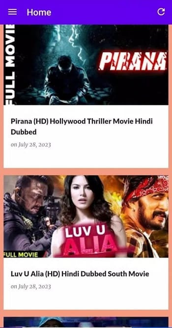 Latest version interface of MovieRulz APK
