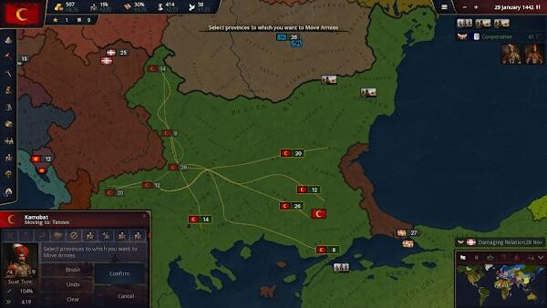 Managing resources and workforce in Age of History 3