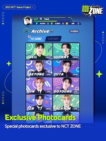 NCT Zone game interface illustrating vibrant designs and engaging gameplay elements