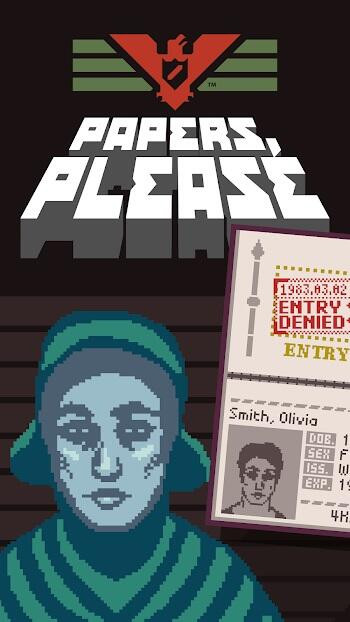 Papers Please Game Scene with Character in Uniform