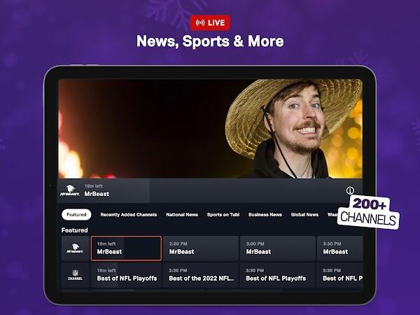 Tubi TV APK Interface on Android