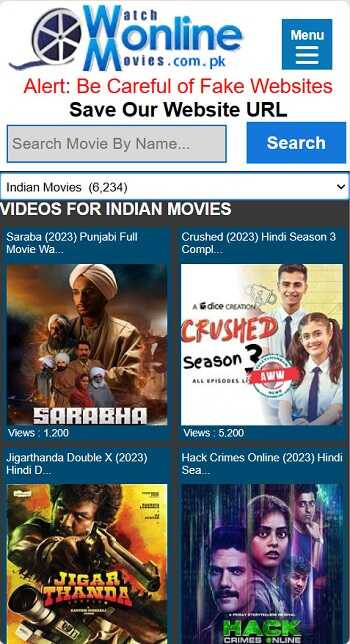 Watch Online Movies App Interface